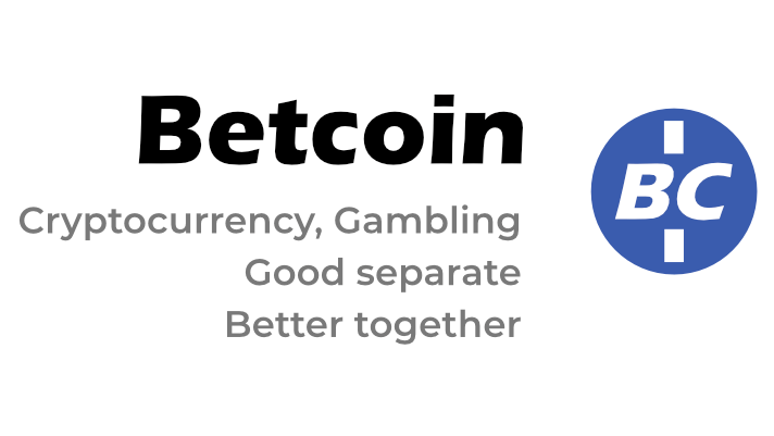 The Betcoin logo, with the slogan 'Crypto currency, Gambling; Good Separate; Better Together'